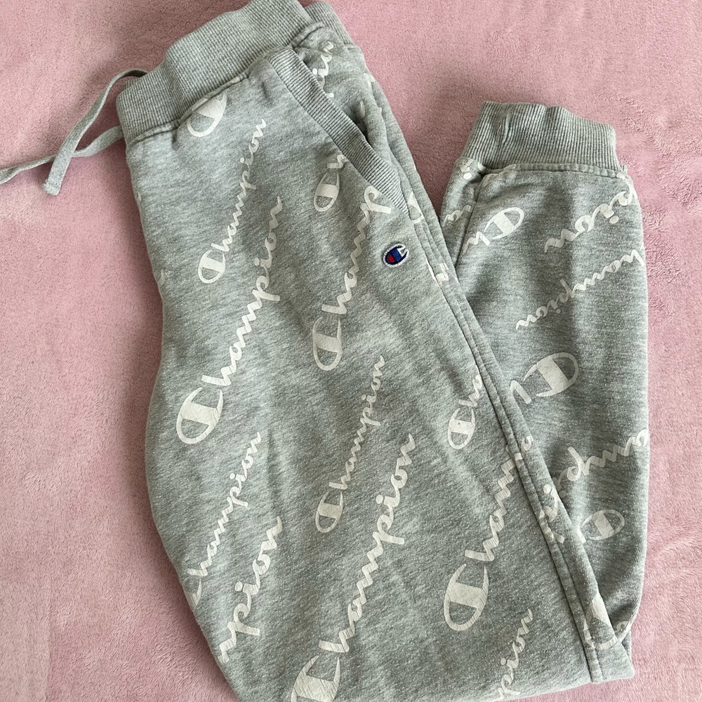 Champion Kids Light Gray Logo Sweatpants